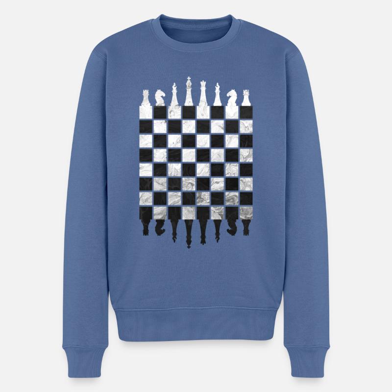 SCHACH SCHACHBRETT SCHACHSPIELER - Männer Premium Bio Pullover - Taubenblau