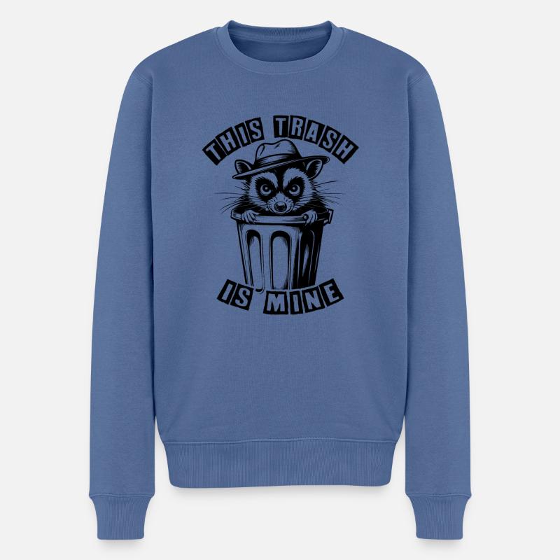 Trash Opossum mit Hut schaut aus der Mülltonne - Männer Premium Bio Pullover - Taubenblau