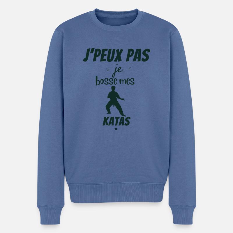 KARATE - Männer Premium Bio Pullover - Taubenblau