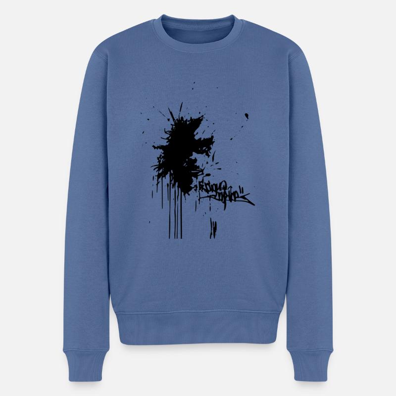 Gesicht - Männer Premium Bio Pullover - Taubenblau