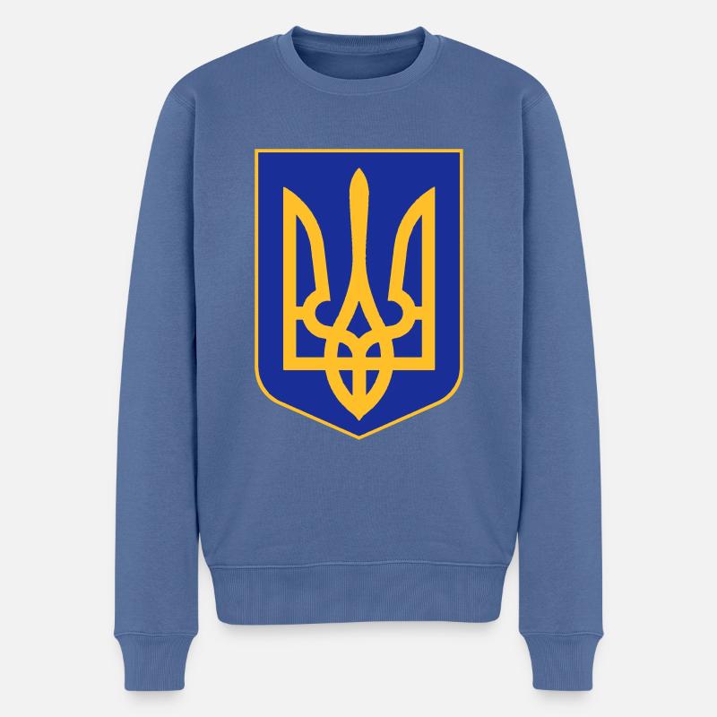 Ukraine - Männer Premium Bio Pullover - Taubenblau