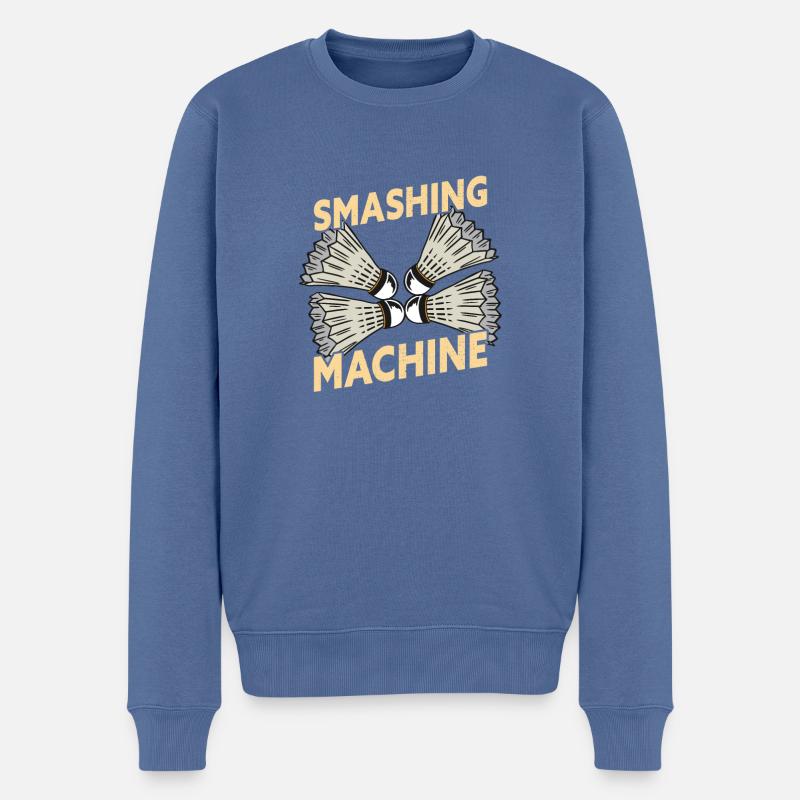 Smashing Machine Funny Badminton Shuttlecock - Männer Premium Bio Pullover - Taubenblau
