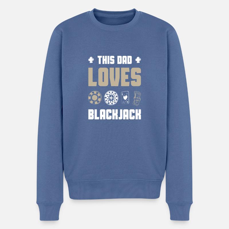 This Dad Loves Blackjack Funny 21 Blackjack Father - Männer Premium Bio Pullover - Taubenblau