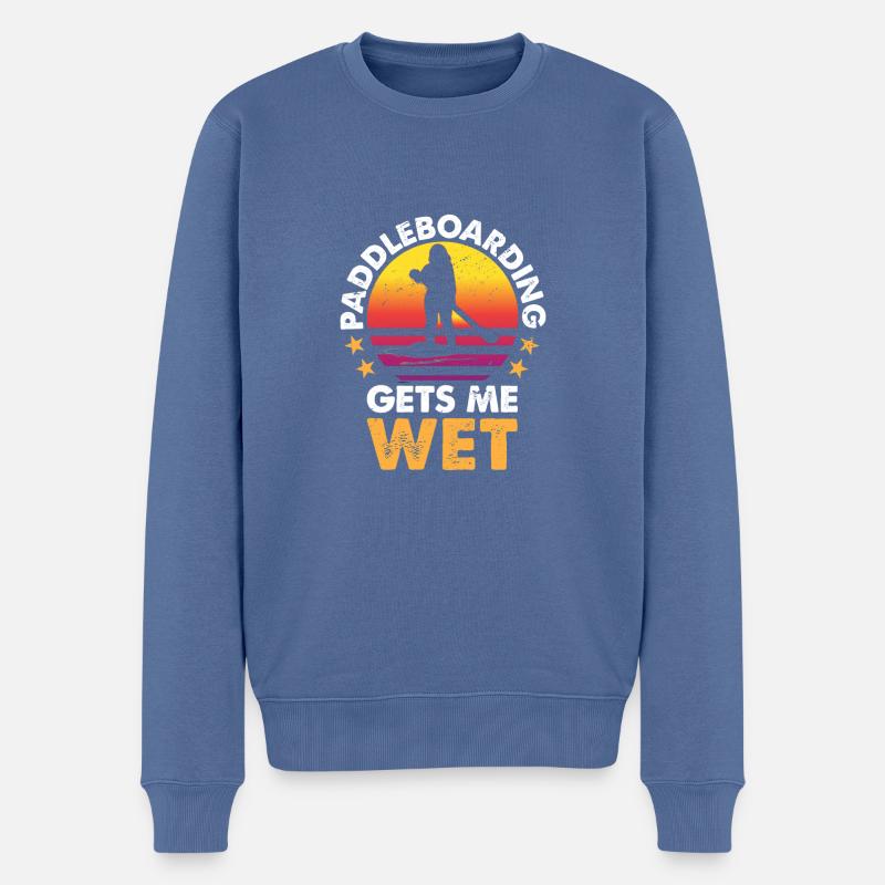 Paddleboarding Gets Me Wet Funny SUP Paddleboarder - Männer Premium Bio Pullover - Taubenblau