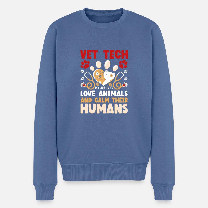 Veterinary Technician Funny Vet Tech - Männer Premium Bio Pullover - Taubenblau