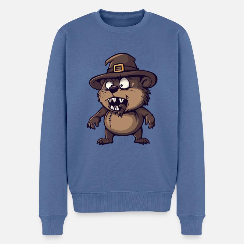 Biber Halloween Lustig Zombie - Männer Premium Bio Pullover - Taubenblau