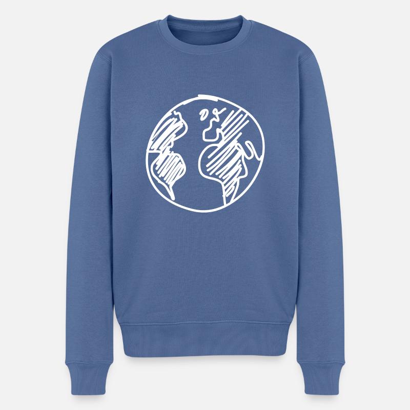 Weltkugel - Männer Premium Bio Pullover - Taubenblau