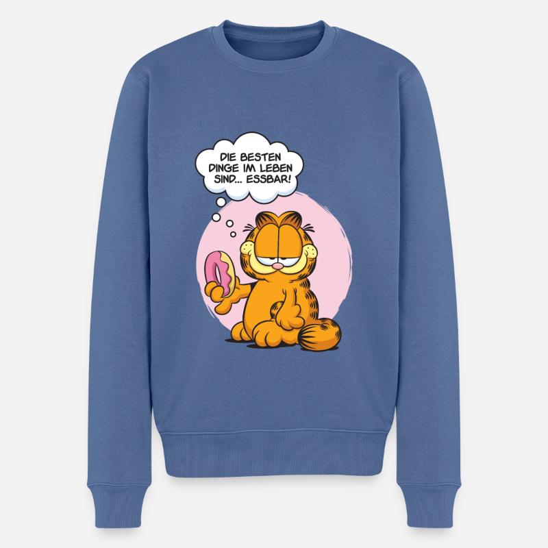 Garfield Die Besten Dinge Im Leben Sind Essbar - Männer Premium Bio Pullover - Taubenblau