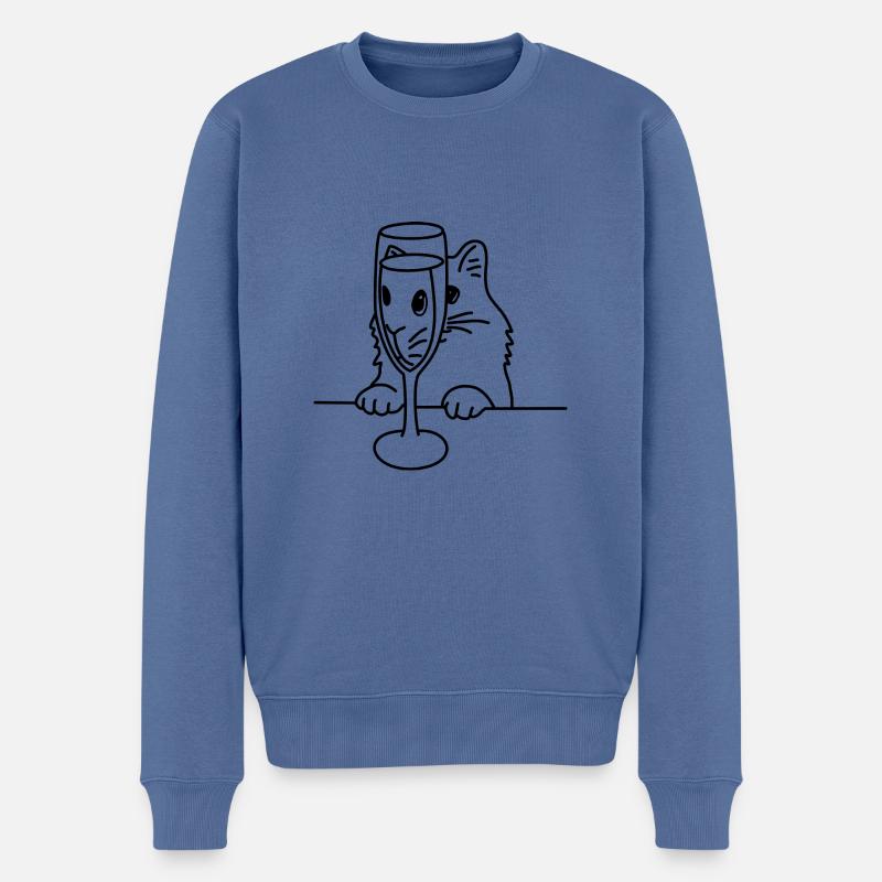 Katze Süß Glas - Männer Premium Bio Pullover - Taubenblau