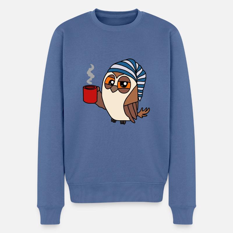 Eule Schlafmütze Verschlafen - Männer Premium Bio Pullover - Taubenblau