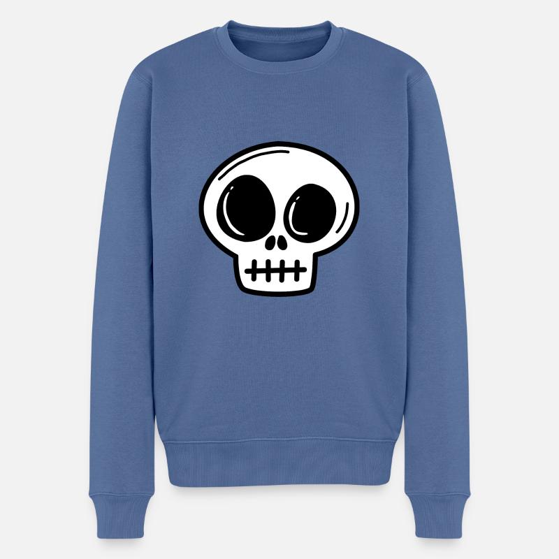 Totenkopf Schädel Halloween - Männer Premium Bio Pullover - Taubenblau
