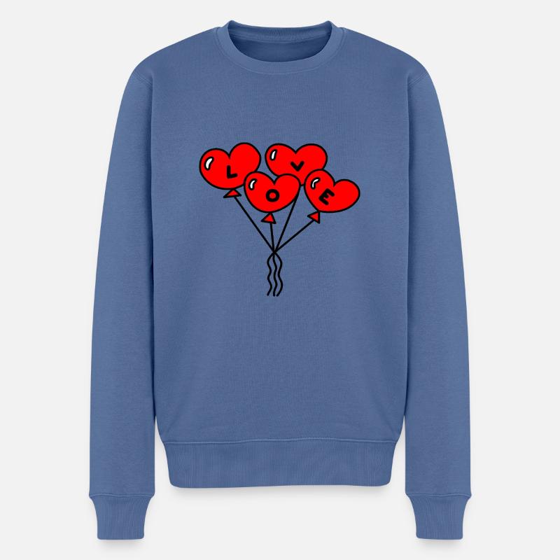 Love Luftballon Liebe - Männer Premium Bio Pullover - Taubenblau