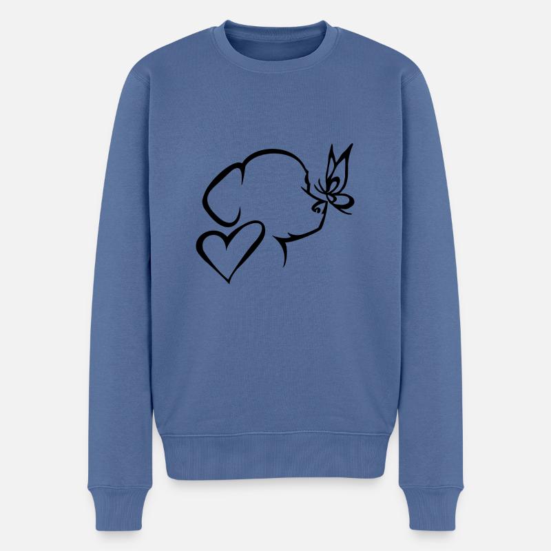 Hund Herz Schmetterling - Männer Premium Bio Pullover - Taubenblau