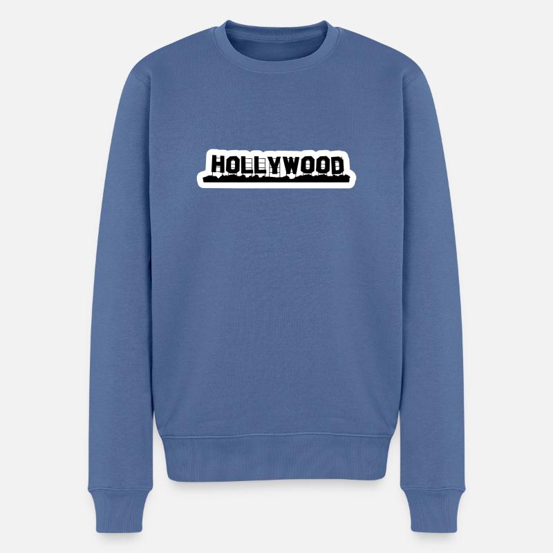 Hollywood - Männer Premium Bio Pullover - Taubenblau