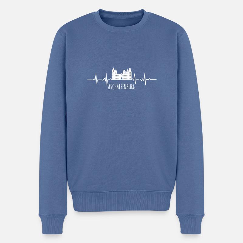 Aschaffenburg Herzschlag - Männer Premium Bio Pullover - Taubenblau