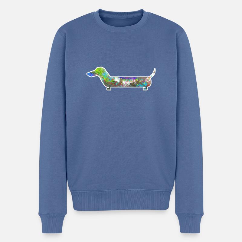 bunter Hund - Männer Premium Bio Pullover - Taubenblau