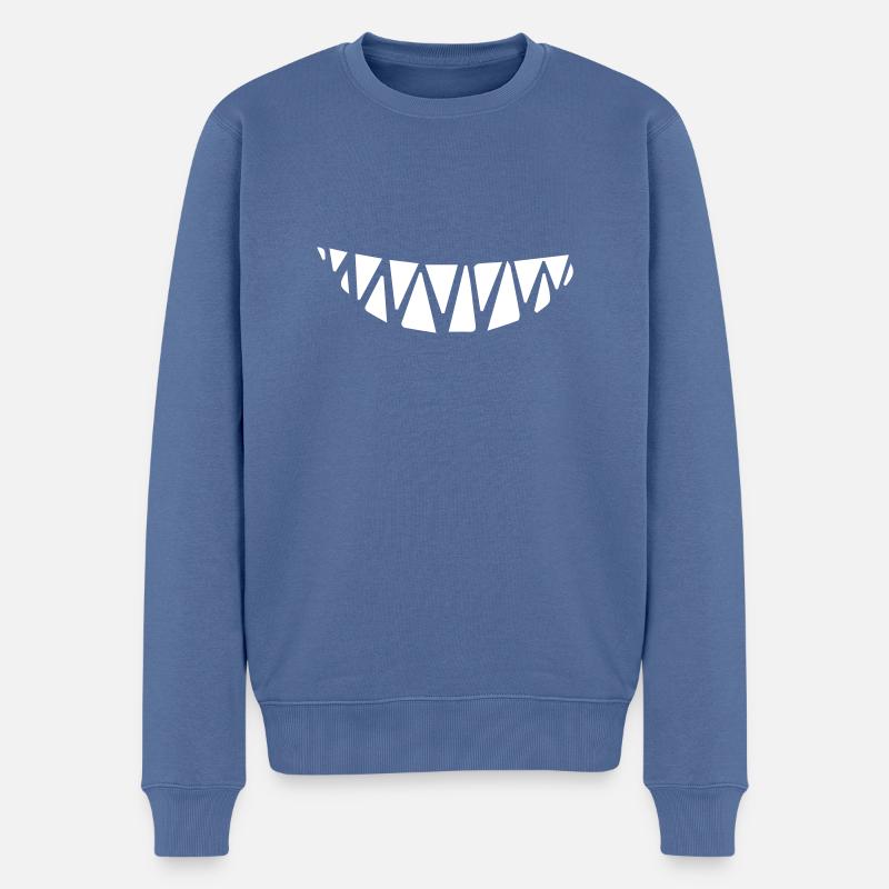 Lächelnde Zähne Mindestabstand - Männer Premium Bio Pullover - Taubenblau
