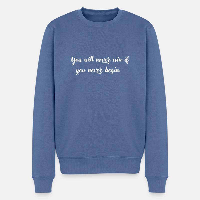 schöne positive Zitate - Männer Premium Bio Pullover - Taubenblau