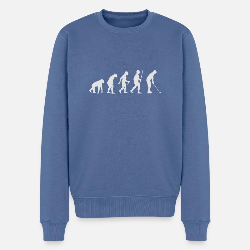 Golfer Evolution - Männer Premium Bio Pullover - Taubenblau