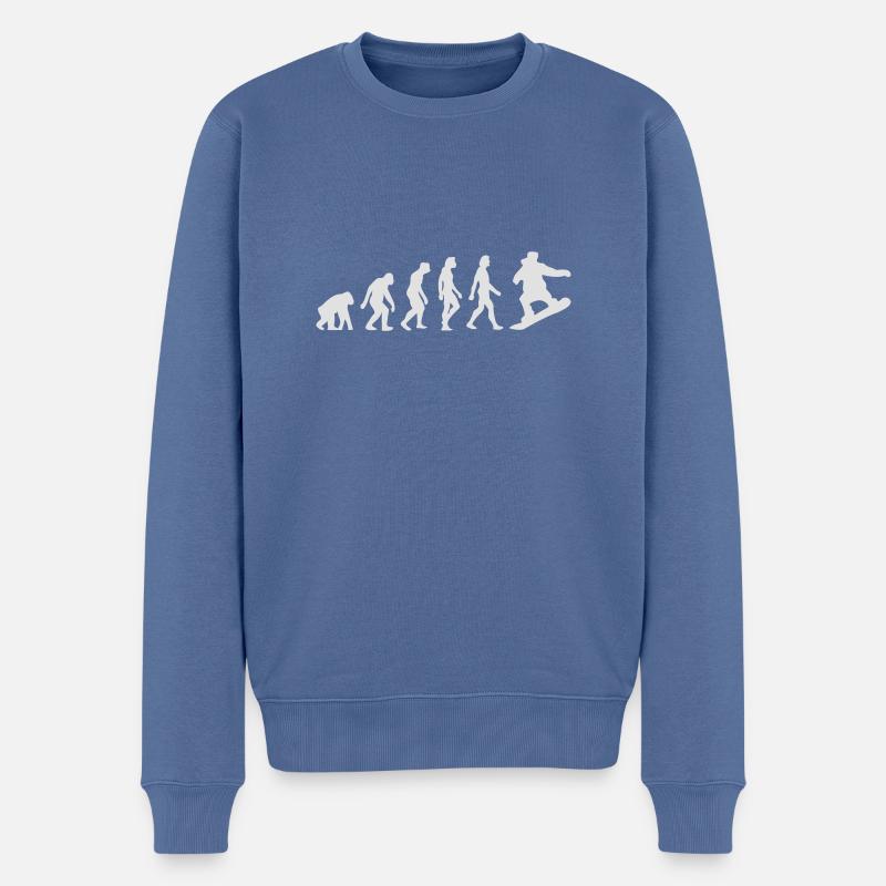 Die Entwicklung des Snowboardens - Männer Premium Bio Pullover - Taubenblau