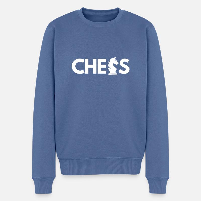 Échecs - Pull Premium bio Homme - bleu pigeon