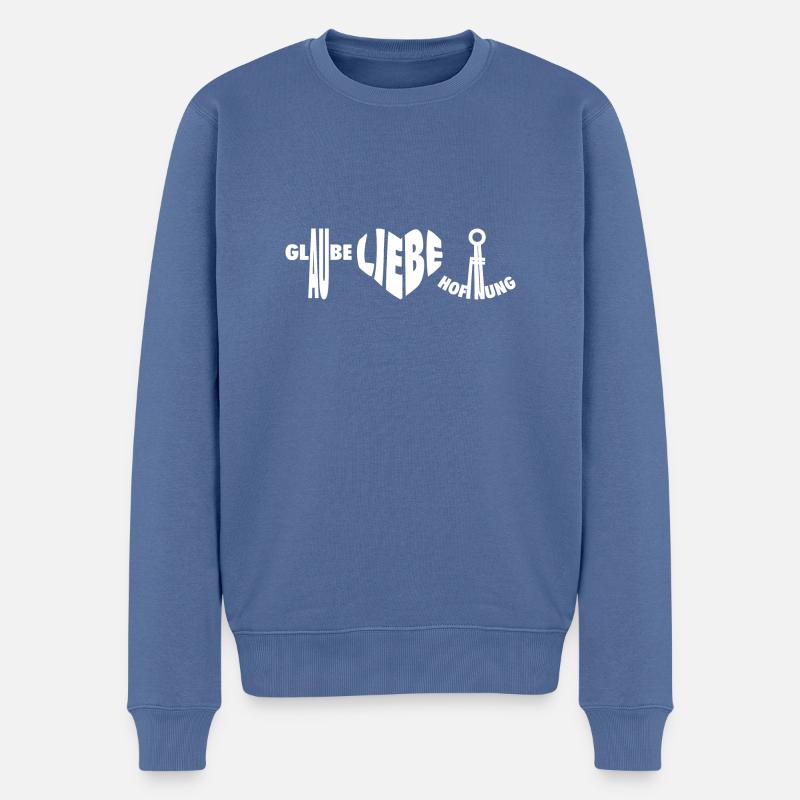 Glaube Liebe Hoffnung, Formen Symbole weiss - Männer Premium Bio Pullover - Taubenblau