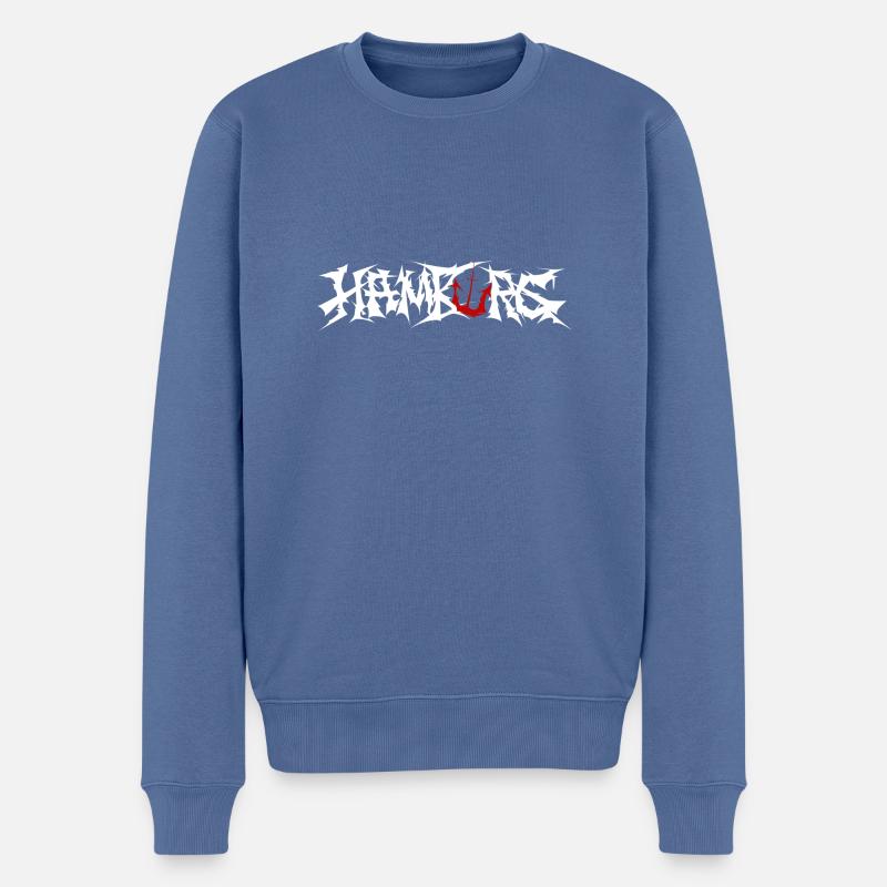 Hansestadt Hamburg weiss - Männer Premium Bio Pullover - Taubenblau