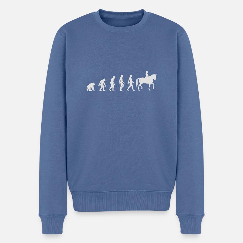 L'évolution de l'équitation - Pull Premium bio Homme - bleu pigeon
