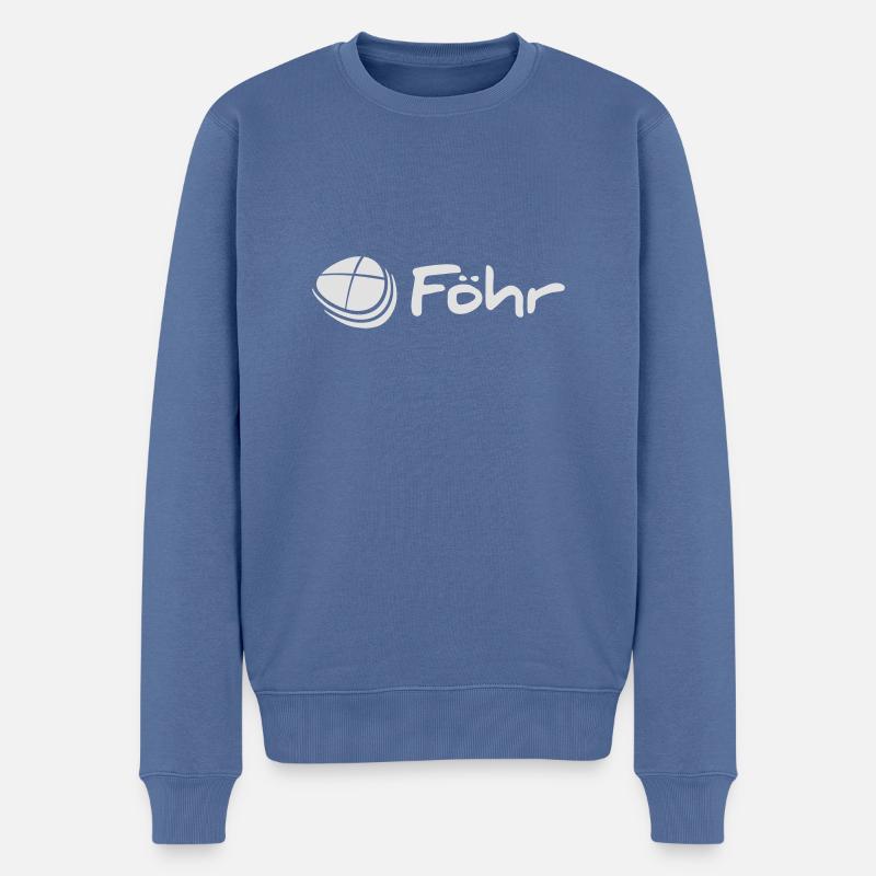 Föhr Logo - Männer Premium Bio Pullover - Taubenblau