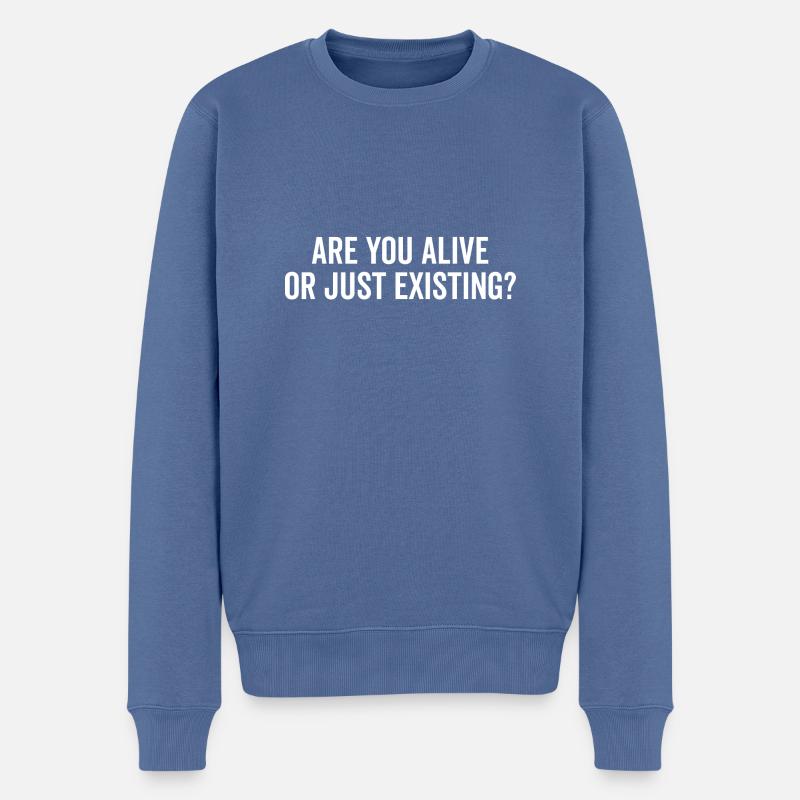 Êtes-vous vivant ou existez-vous ? - Pull Premium bio Homme - bleu pigeon