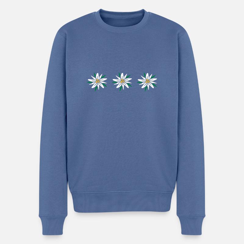 Edelweiss - Männer Premium Bio Pullover - Taubenblau