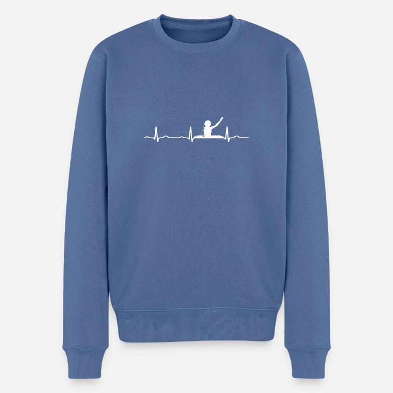 EKG HERZSCHLAG DJ weiß - Männer Premium Bio Pullover - Taubenblau