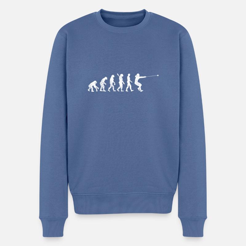 Hammerwerfen Hammerwurf Hammerwerfer Evolution - Männer Premium Bio Pullover - Taubenblau