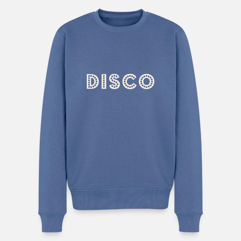 Disco Slogan - Logo - Männer Premium Bio Pullover - Taubenblau