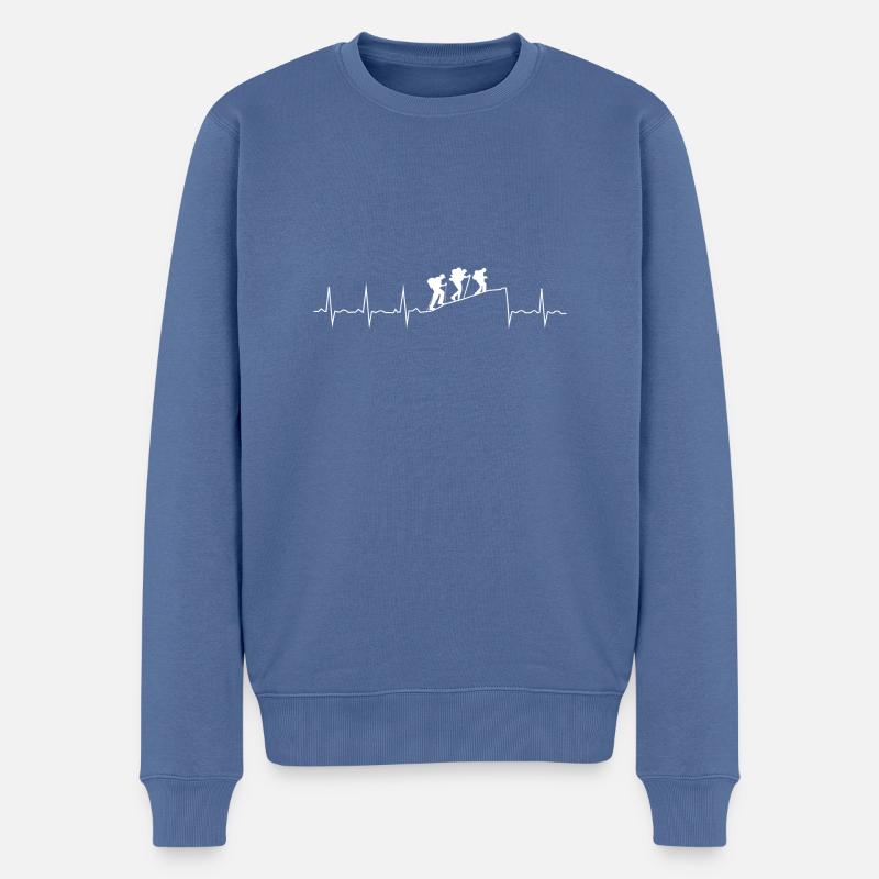 Wanderung Herzschlag - Männer Premium Bio Pullover - Taubenblau