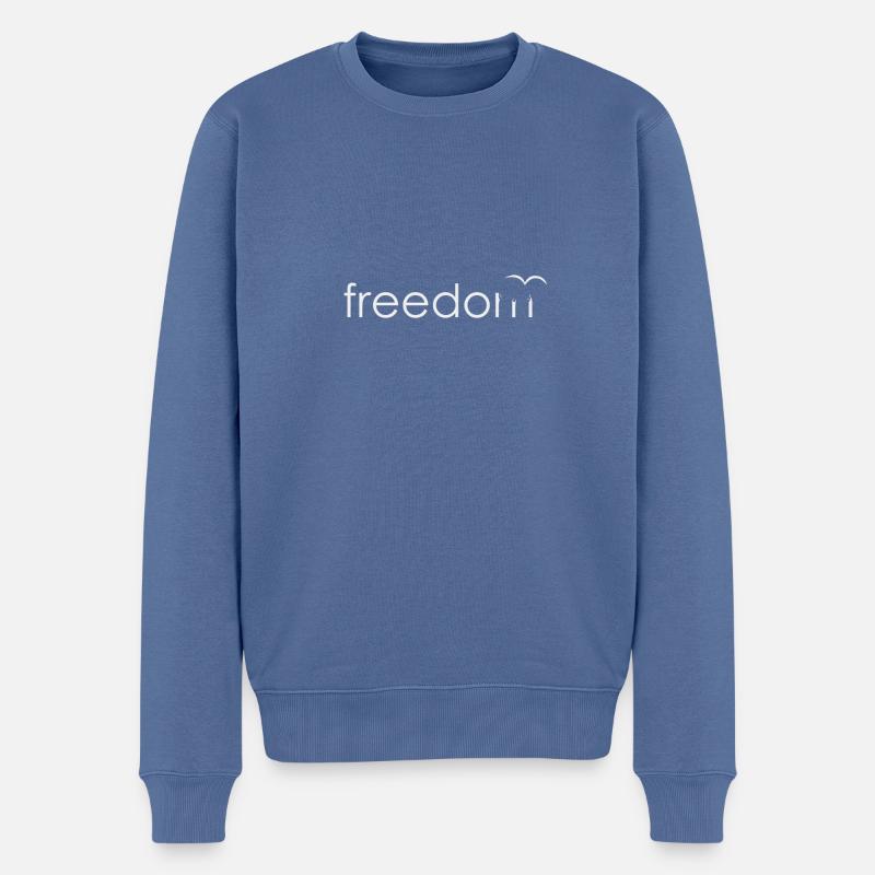 Freedom Freiheit Vogelfrei Hell - Männer Premium Bio Pullover - Taubenblau