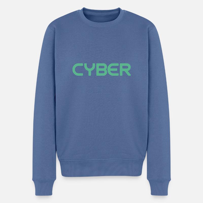 CYBER (Englisch) - Männer Premium Bio Pullover - Taubenblau