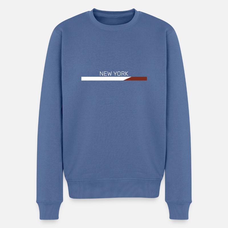 New York - Pull Premium bio Homme - bleu pigeon