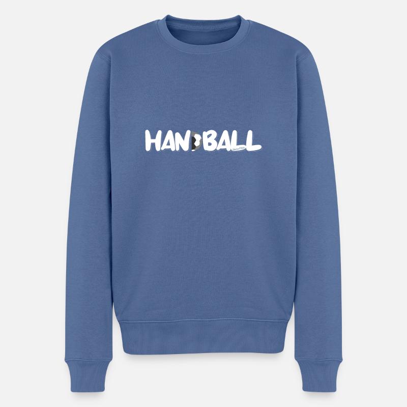 Handball - Hinten Mitte - Männer Premium Bio Pullover - Taubenblau
