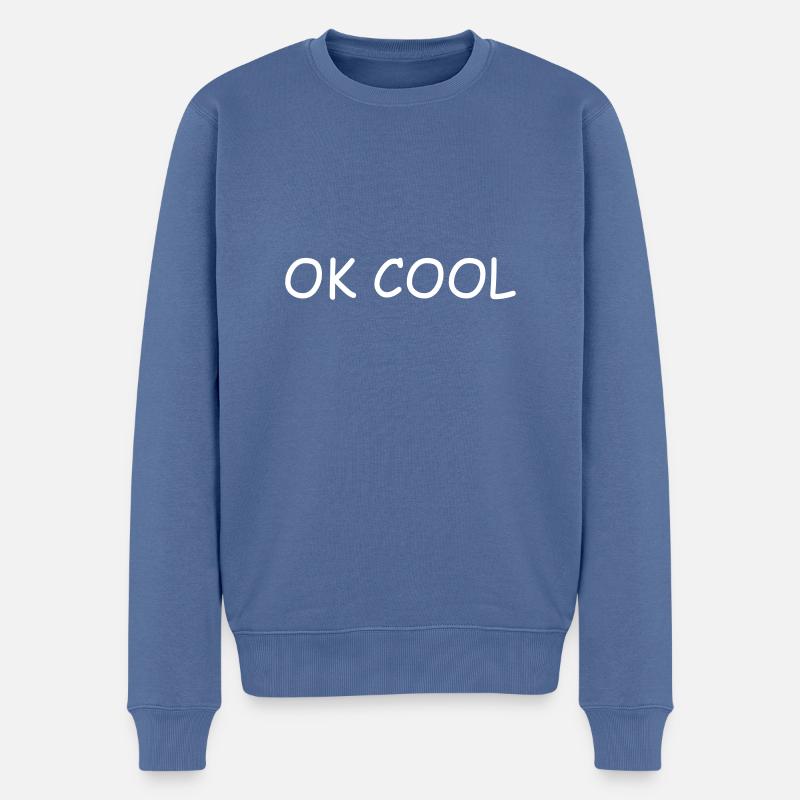 ok cool weiss - Männer Premium Bio Pullover - Taubenblau