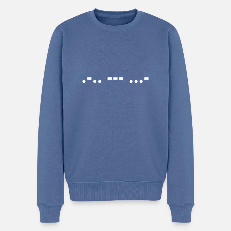 Code Morse Amour - Pull Premium bio Homme - bleu pigeon