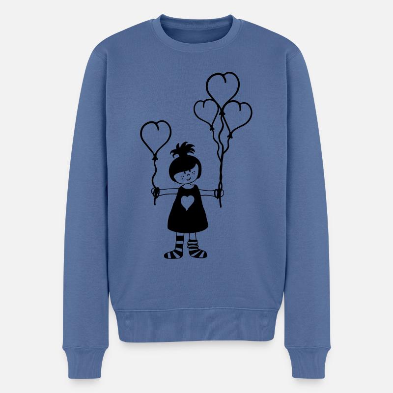 Mädchen Herzluftballons - Männer Premium Bio Pullover - Taubenblau