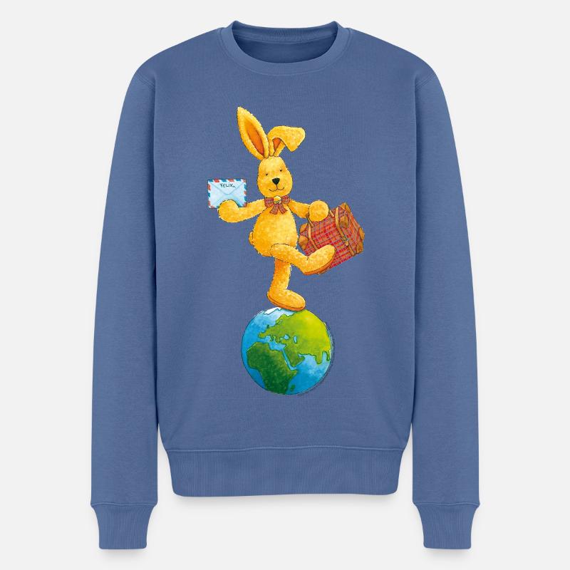 Félix le Globe-trotter Lapin - Pull Premium bio Homme - bleu pigeon