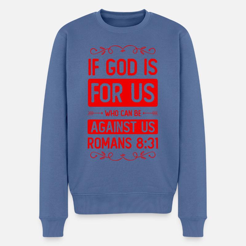 Dieu est pour nous - Pull Premium bio Homme - bleu pigeon