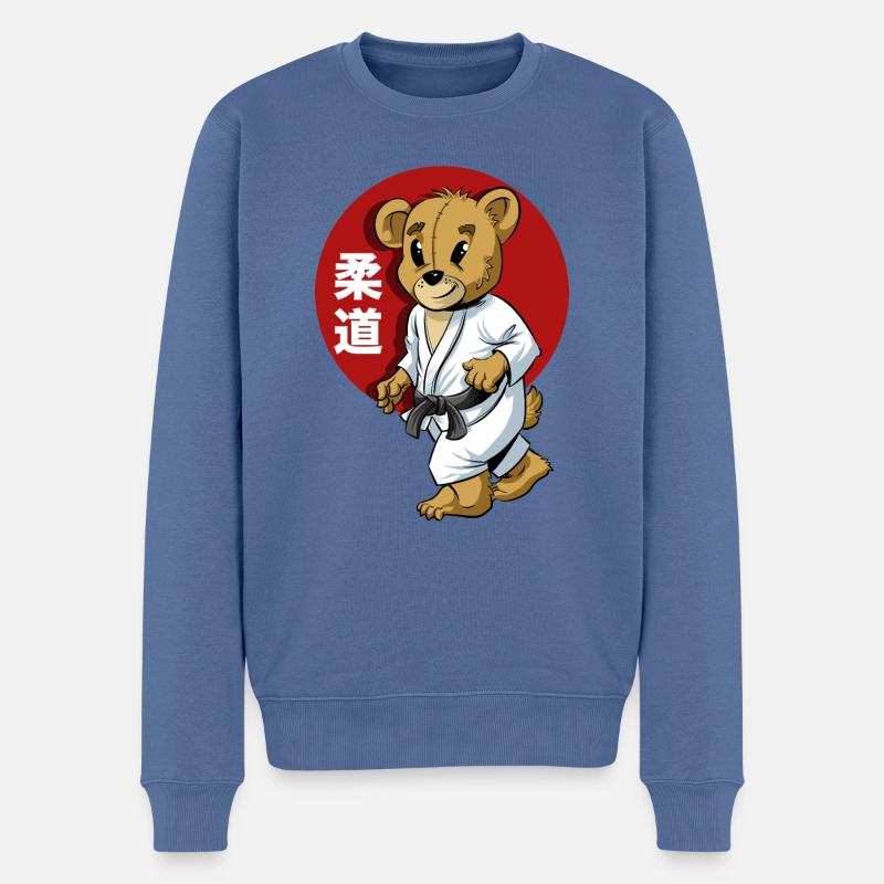 Judo Kinder Maskottchen - Männer Premium Bio Pullover - Taubenblau