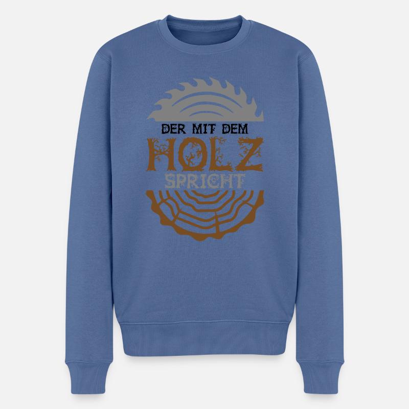 Farbe änderbar | Der mit dem Holz spricht - Männer Premium Bio Pullover - Taubenblau