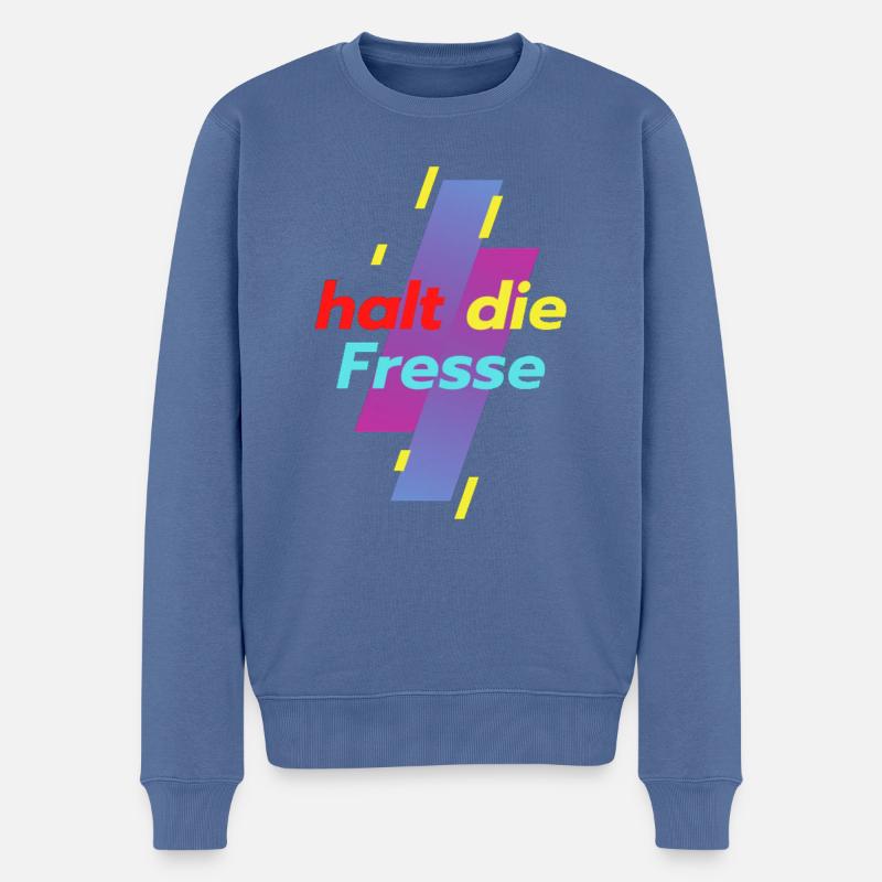 halt die Fresse - Männer Premium Bio Pullover - Taubenblau