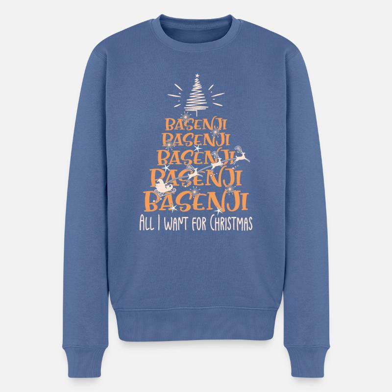 Basenji Hund Weihnachten Hunderasse - Männer Premium Bio Pullover - Taubenblau