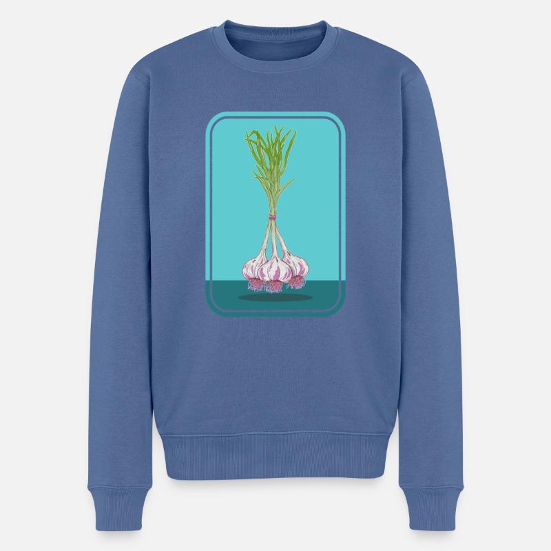 Bund Knoblauch - Männer Premium Bio Pullover - Taubenblau