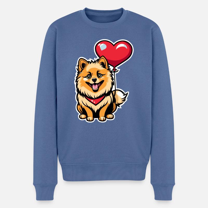 Cœur de Poméranie - Saint-Valentin - Pull Premium bio Homme - bleu pigeon
